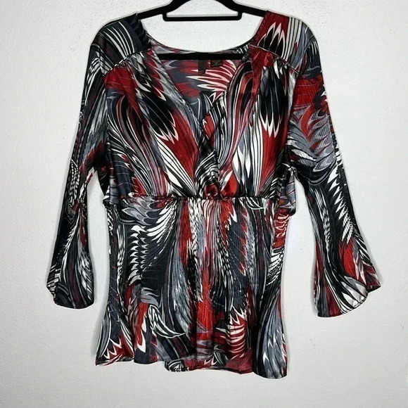 serenade Tops - Serenade plus size 2X lightweight blouse in black/red/white